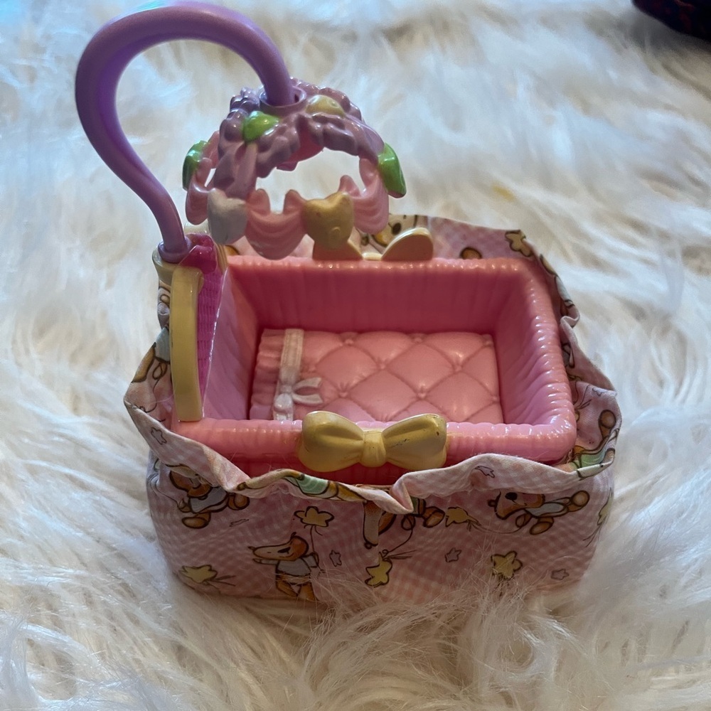 Fisher Price Loving Family Dollhouse 2007 Nursery PINK BABY CRIB w/Mobile